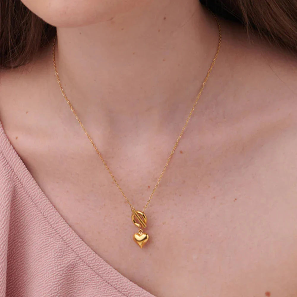 Ridge Heart T-Bar Necklace