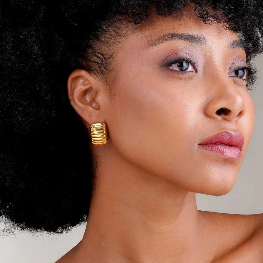 Gold Ridged Earrings