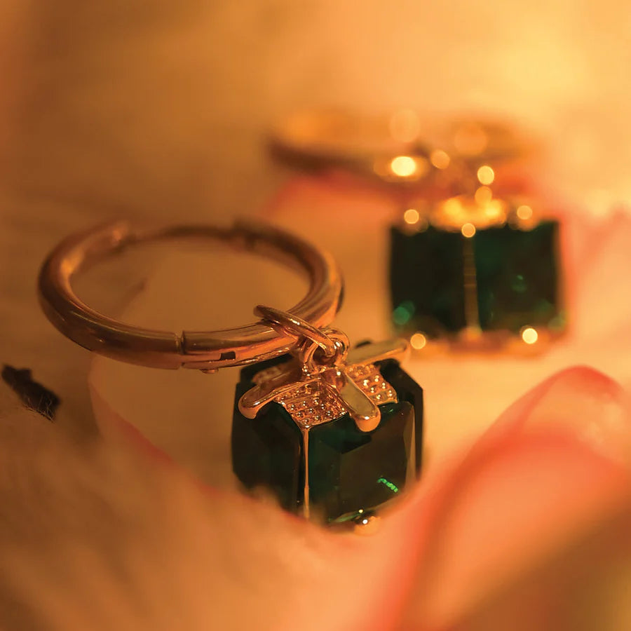 Emerald Hoop Earrings