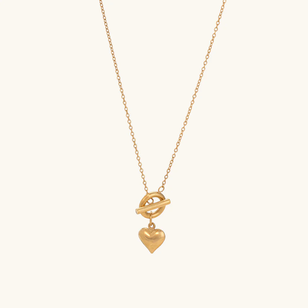 Ridge Heart T-Bar Necklace