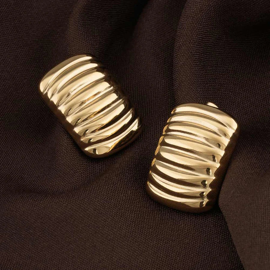 Gold Ridged Earrings